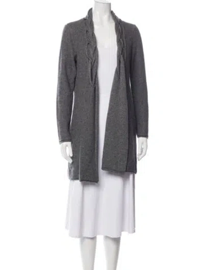 Pre-owned Neiman Marcus Cashmere Open Front Sweater In Grey