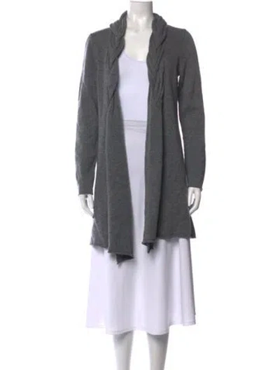 Pre-owned Neiman Marcus Cashmere Open Front Sweater In Grey