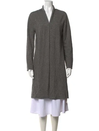 Pre-owned Neiman Marcus Cashmere Open Front Sweater In Grey