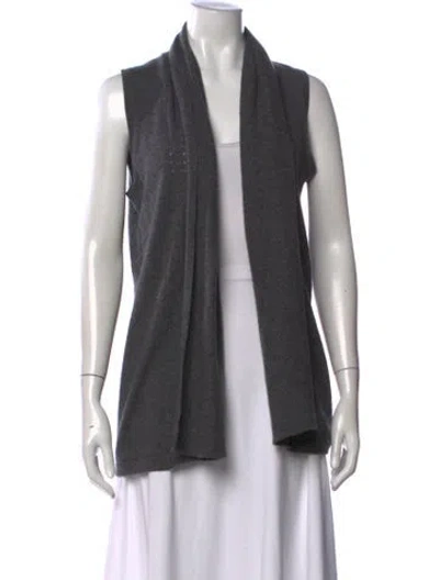 Pre-owned Neiman Marcus Cashmere Open Front Sweater In Grey