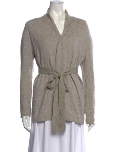 Pre-owned Neiman Marcus Cashmere Open Front Sweater In Grey
