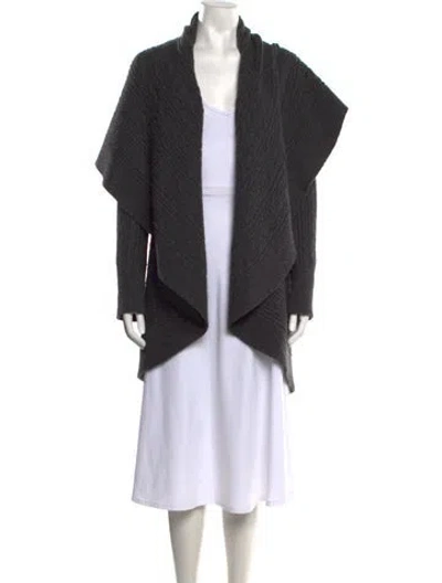 Pre-owned Neiman Marcus Cashmere Open Front Sweater In Grey