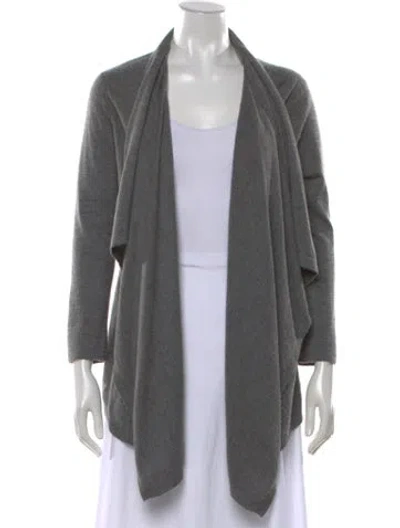 Pre-owned Neiman Marcus Cashmere Open Front Sweater In Grey
