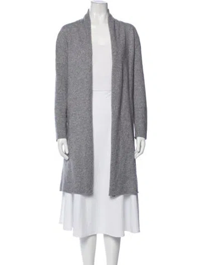 Pre-owned Neiman Marcus Cashmere Open Front Sweater In Grey