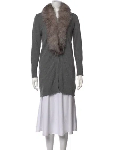 Pre-owned Neiman Marcus Cashmere Open Front Sweater In Grey