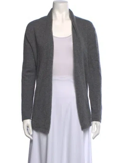 Pre-owned Neiman Marcus Cashmere Open Front Sweater In Grey