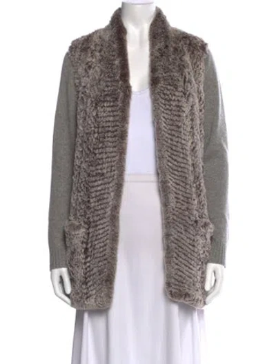 Pre-owned Neiman Marcus Cashmere Open Front Sweater In Neutral