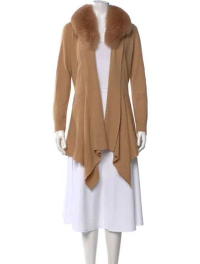 Pre-owned Neiman Marcus Cashmere Open Front Sweater In Neutral
