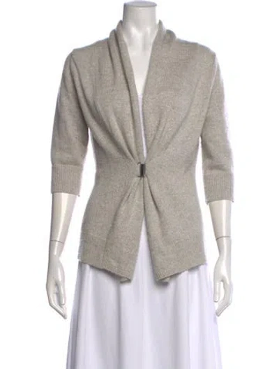 Pre-owned Neiman Marcus Cashmere Open Front Sweater In Neutrals