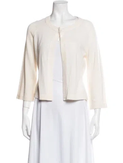 Pre-owned Neiman Marcus Cashmere Open Front Sweater In Neutrals