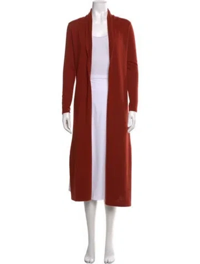 Pre-owned Neiman Marcus Cashmere Open Front Sweater In Orange