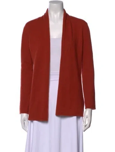 Pre-owned Neiman Marcus Cashmere Open Front Sweater In Orange