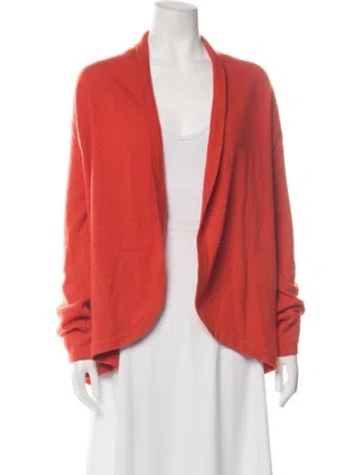 Pre-owned Neiman Marcus Cashmere Open Front Sweater In Orange