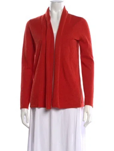 Pre-owned Neiman Marcus Cashmere Open Front Sweater In Orange