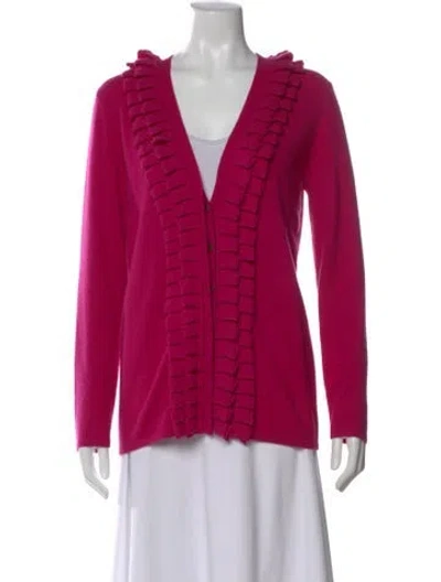 Pre-owned Neiman Marcus Cashmere Open Front Sweater In Pink
