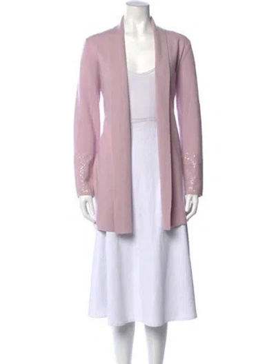 Pre-owned Neiman Marcus Cashmere Open Front Sweater In Pink