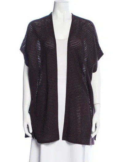 Pre-owned Neiman Marcus Cashmere Open Front Sweater In Purple