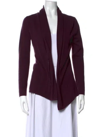Pre-owned Neiman Marcus Cashmere Open Front Sweater In Purple