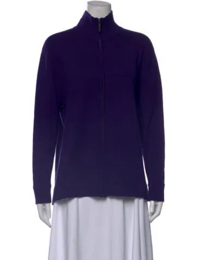 Pre-owned Neiman Marcus Cashmere Open Front Sweater In Purple