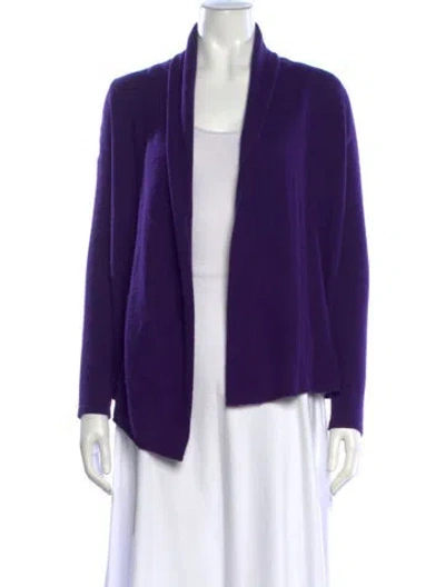 Pre-owned Neiman Marcus Cashmere Open Front Sweater In Purple