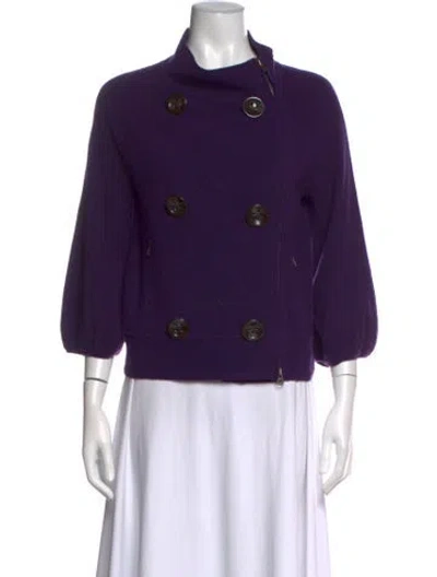 Pre-owned Neiman Marcus Cashmere Open Front Sweater In Purple