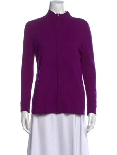 Pre-owned Neiman Marcus Cashmere Open Front Sweater In Purple