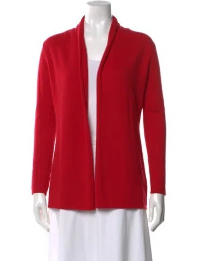 Pre-owned Neiman Marcus Cashmere Open Front Sweater In Red