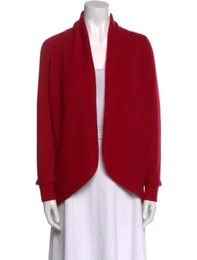 Pre-owned Neiman Marcus Cashmere Open Front Sweater In Red