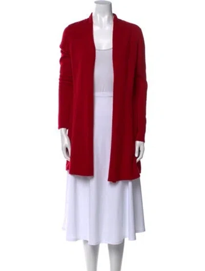 Pre-owned Neiman Marcus Cashmere Open Front Sweater In Red