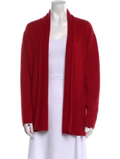 Pre-owned Neiman Marcus Cashmere Open Front Sweater In Red