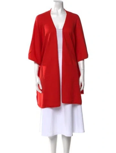 Pre-owned Neiman Marcus Cashmere Open Front Sweater In Red