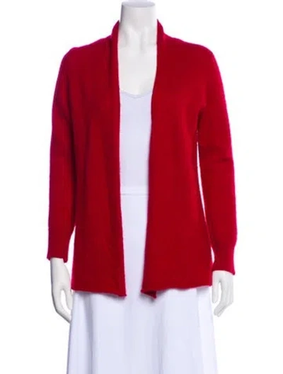 Pre-owned Neiman Marcus Cashmere Open Front Sweater In Red