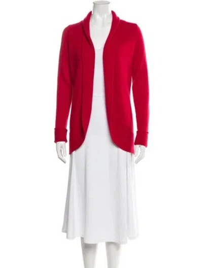 Pre-owned Neiman Marcus Cashmere Open Front Sweater In Red