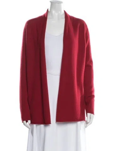 Pre-owned Neiman Marcus Cashmere Open Front Sweater In Red