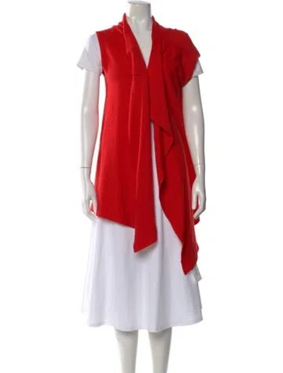 Pre-owned Neiman Marcus Cashmere Open Front Sweater In Red
