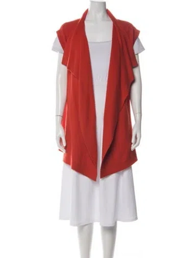 Pre-owned Neiman Marcus Cashmere Open Front Sweater In Red