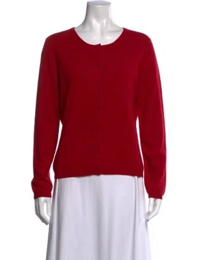 Pre-owned Neiman Marcus Cashmere Open Front Sweater In Red