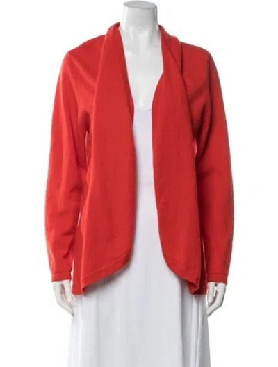 Pre-owned Neiman Marcus Cashmere Open Front Sweater In Red