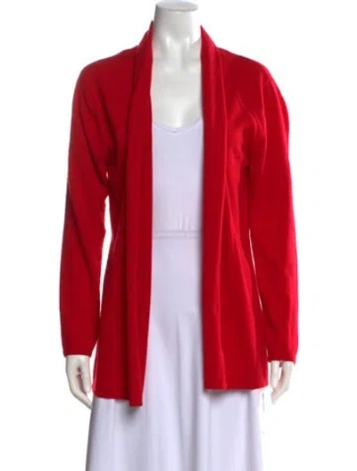 Pre-owned Neiman Marcus Cashmere Open Front Sweater In Red