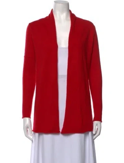 Pre-owned Neiman Marcus Cashmere Open Front Sweater In Red