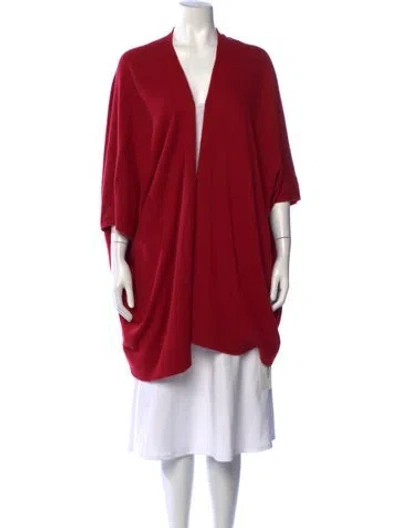 Pre-owned Neiman Marcus Cashmere Open Front Sweater In Red