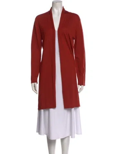 Pre-owned Neiman Marcus Cashmere Open Front Sweater W/ Tags In Orange