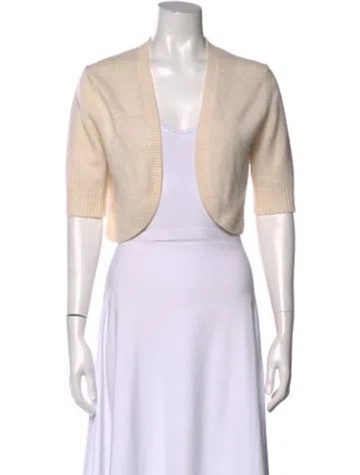 Pre-owned Neiman Marcus Cashmere Open Front Sweater In White