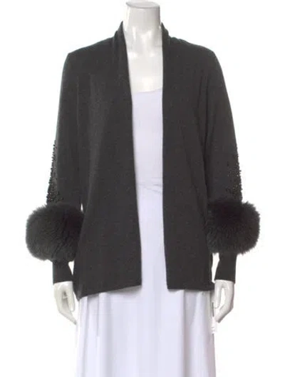 Pre-owned Neiman Marcus Cashmere Open Front Top W/ Tags In Gray