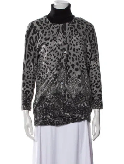 Pre-owned Neiman Marcus Cashmere Paisley Print Set In Gray