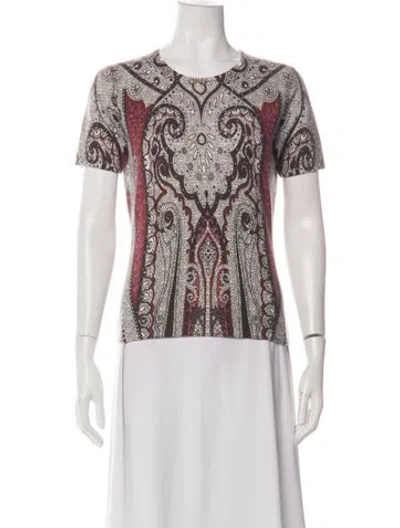 Pre-owned Neiman Marcus Cashmere Paisley Print Sweater In Green