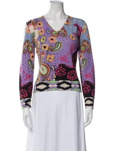 Pre-owned Neiman Marcus Cashmere Paisley Print Sweater In Multi
