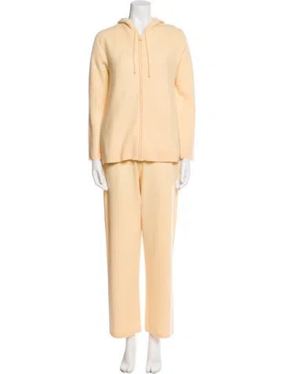 Pre-owned Neiman Marcus Cashmere Pantsuit In Yellow