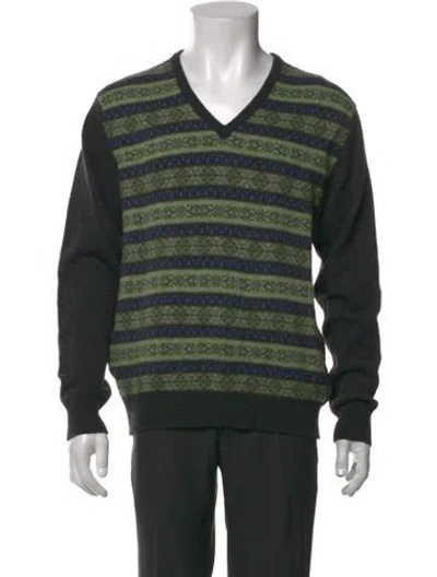 Pre-owned Neiman Marcus Cashmere Patterned Pullover In Green