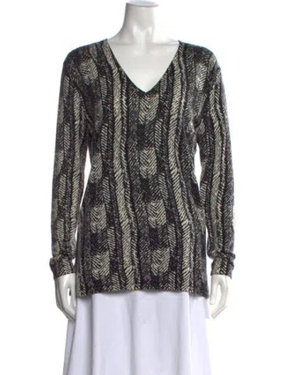 Pre-owned Neiman Marcus Cashmere Patterned Sweater In Black